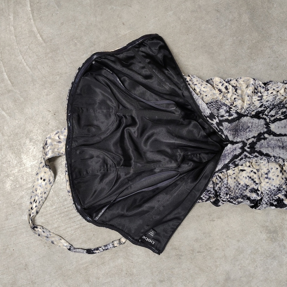 Bebe Python Snake Silk One Shoulder Strap Ruched … - image 3